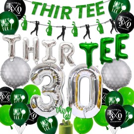 30th Birthday Decorations for Him, Golf 30th Birthday Party Decoration Themed for Men Thirty Birthday Decor Banner Set Durable 30 Number Balloons