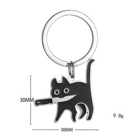 HADWAO Funny Black Cat Metal Keychains for Men and Women Cartoon Kitten Keyring Cute Animals Key Chain and Charm for Handbags, Purses, Bags Gifts
