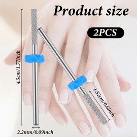 2Pcs Nail Drill Bits 3/32" Tungsten Carbide Nails Bit Safety Rotate Bits for Nail Prepare Cuticle Bit Nails Tech Supplies for Beds Art Pedicure Manicure Salon Home