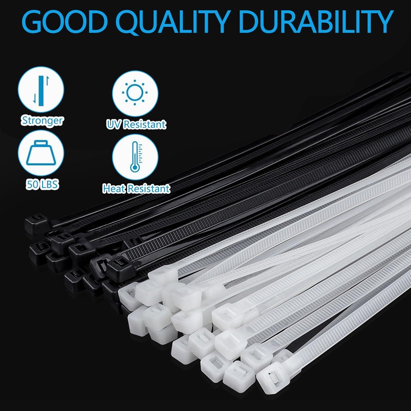 300 Pcs Cable Zip Ties Heavy Duty, Tie Wraps 4+8+12