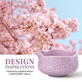 TEANAGOO Matcha Set 7-Piece Purple, with Ceramic Bowl (Chawan), Spout and Bamboo Brush, Practical Kit for Matcha Latte, Gift for Matcha Lovers