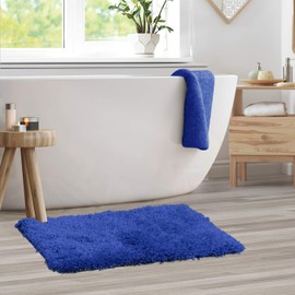 Clara Clark Shaggy Bath Rug with Non-Slip Backing Rubber Super Soft Bathmat, Medium-20 x 32, Royal Blue