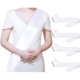 4PCS White Blank Satin Sashes Homecoming Sashes DIY Plain Sash for Beauty Pageant Wedding Party Decoration Bachelorette Party