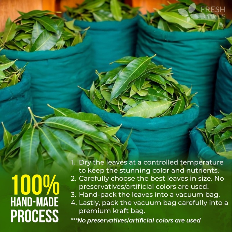 FreshDrinkUS, Premium 60+ Mango Whole Leaves Dried, 100% Natural &