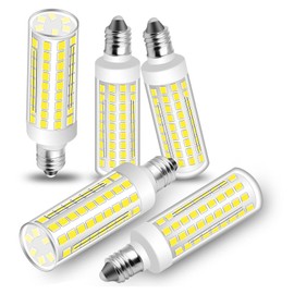 TZHILAN E11 LED Bulb Dimmable, 50W Equivalent, Daylight 6000K, T4 Mini Candelabra LED Bulb, 120V, JDE11 Base, 5W 650 Lumen, 5-Pack