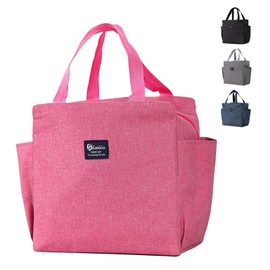 Aiuuee Cool Bag for Men and Women, Leak-proof Lunch Bag, Insulated Bag, Reusable Picnic Bag, Portable Thermal Bag for Office, Travel, Picnic (Pink)