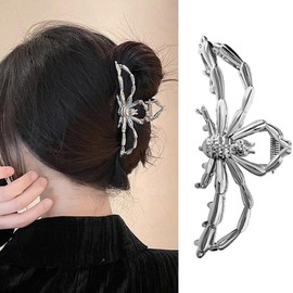 Spider Metal Hair Claw Clips Alloy Hair Claw Clips, 1Pcs Silver Spider Metal Hair Clip for Thin Hair Punk & Y2K-Style Hair Accessories Decorations (Silver Spider)