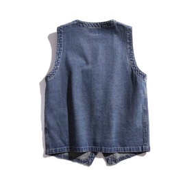 ZhangSong Men's Denim Vest, Loose Fit, Casual, Cotton, Vest, Denim Vest, Sleeveless, Restored, Spring and Autumn, blue