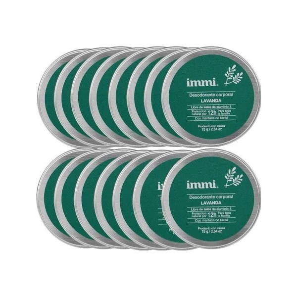 15 Pz Immi Desodorante Natural Lavanda Mujer Hombre + Mazapa