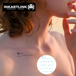 INKARTLINK:GO,No water needed,Semi-permanent tattoos,adult,fake tattoos,2 Sheets medium size,Waterproof,Realistic,Lasts 2 weeks，Gift,Party,Pool,Selfie(Boho Border Designs)