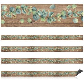 Ireer 24 Pieces Magnetic Strips Retro Magnetic Border for Classroom Whiteboard Bulletin Board Decorative Strips with Adhesive Borders for Bulletin Chalkboard(Eucalyptus)