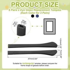 PATIKIL 6 Pairs Eye Glass Replacement Temples, Silicone Anti-Slip Eyeglass End Tips Glasses Retainers Fits 1x2mm for Rectangle Thin Metal Eyeglass Sunglasses Temple, Black/Brown