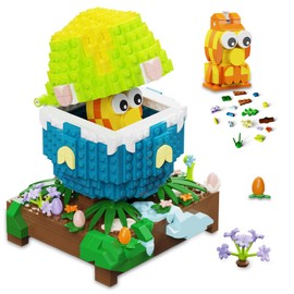 QOQ Easter Eggs and Chick Building Toy Set, Easter Building Blocks Gifts for Kids 8-12, Easter Basket Stuffers Buildings Toys, Easter Decorations Gifts for Boys Girls-859Pcs