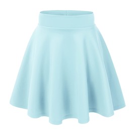 Made By Johnny - Minifalda para mujer básica, versátil, elástica, acampanada, casual, XS-3XL, talla grande, Wb211_light_blue, XXL