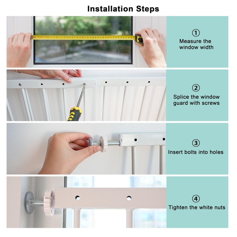 Gardenova Window Guards for Children, Fit 33.5"-63" Wide Window Security