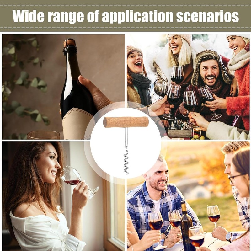 Stainless Steel T-Shape Manual Wine Opener | Professional Corkscrew |