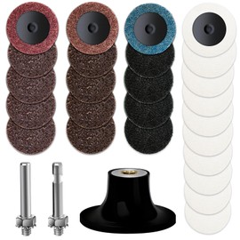Waltool 28Pcs 2 Inch Roll Lock Quick Change Discs with 1/4" Holder, Fine Medium Coarse Drill Polishing Die Grinder Attachment Rotary Tools Accessories for Polish Burr Finish Rust Paint Removal