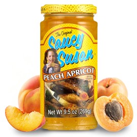 Saucy Susan Peach Apricot ORIGINAL Sauce 9.5 oz Jar – Sweet & tangy blend of apricots, peaches & spices; perfect for glazing, dipping or cooking; classic party appetizer glaze.