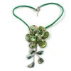 Avalaya Large Shell Flower Pendant with Faux Leather Cord in