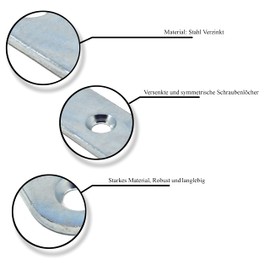 Design61 Set of 4 Flat Connectors Perforated Plate Fixing Plate Metal Connector Wood Connector Connection Plate 200 mm