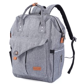 NEOtech Care - Mochila para pañales para bebé y niño, apertura ancha, bolsillos organizadores multifunción, gris