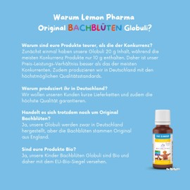 Original Bach Flower Children's Globules Soothing 20 g - Dissolved and Relaxed by Lemon Pharma, in Organic Quality and Vegan, Alcohol-Free, for School and Nursery, Scattered Balls for Kids According