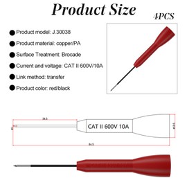 Multimeter Probes Needle Test Fluke Pin Probes Test Lead Probe Multimeter Piercing Needle 600v/10a Non-destructive Multimeter Test Silicon Back Probe Pin For Fluke Leads Tl71 Tl75 (4pcs,2mm)