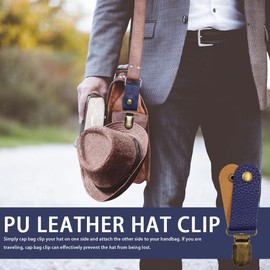 YAISUHCHNYE 3 Pcs Travel Hat Clips Holder Sun Hats Clips PU Leather Hat Clip Suitable for Hats Handbags Purses Travel Bags