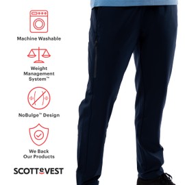 SCOTTeVEST Elevated Everyday Jogger Pant for Men - 10 Hidden Pockets - Water Repellent for Travel & More (Navy, Large 30)
