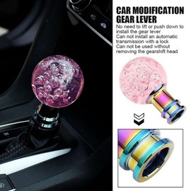 Rankomu Car Gear Knob Pink Crystal Bubble, Automatic Manual Transmission Car Universal Gear Knob Head, with 8 mm/10 mm/12 mm 3-Thread Adaptors, for Cars, Suv, Trucks (Pink)