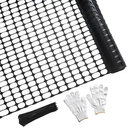 PotatoLife Plastic Mesh Fence Safety Fence, Extra Strength 4'x50' Roll with 100 Zip Ties, Resuable Temporary Netting for Garden Fencing, Construction, Snow Fencing, Animal Barrier, Poultry, Deer, Dog