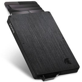 POWR RFID Blocking Card Holder, Stylish Slim Wallet and Contactless Credit Card Protector, Brushed Grey, Minimalist