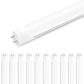 Madewell Living 10-Pack T8 LED Tube Lights 4ft, 48 Inch Fluorescent Replacement Bulbs 2850 Lumens, 5000K Pure Daylight, Hybrid Type A+B Single/Double Ended, Clear Lens, ETL Certified