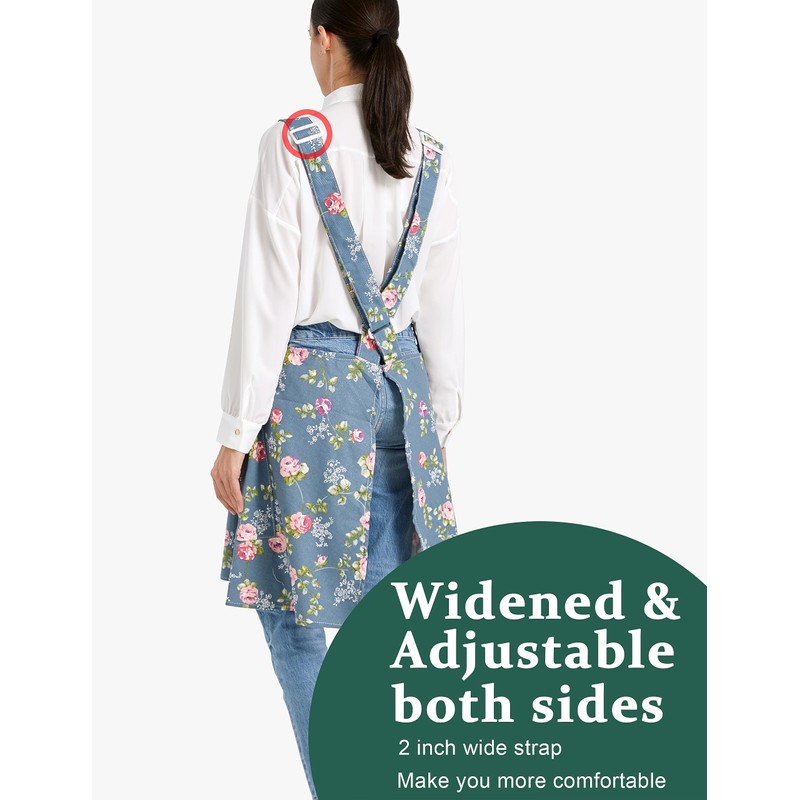 APRONNER Cozy Adjustable Cross Back Aprons for Women with Pockets