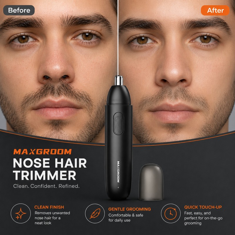 Rechargeable Nose Hair Trimmer for Men – 360° Dual-Blade Electric