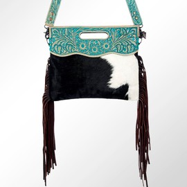 American Darling Clutch Hand Tooled Hair on Genuine Leather Western Women Bag Handbag Purse | Purses for Cute