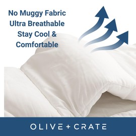 Olive + Crate 100% Viscose Derived from Bamboo - Queen Size - Hypoallergenic, Breathable & Moisture-Wicking Bedding - All Season Lightweight Plush Design - Organic Queen Comforter - 80"x 90"