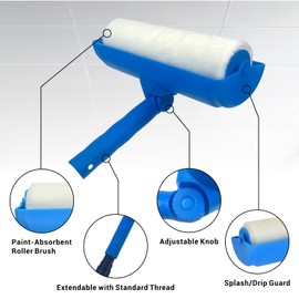 Nichiyo 4 Pcs 10 Inch Ceiling Paint Roller with Shield Adjustable Head No Drip Kit Without Splatter Paint Brush for Painting Ceilings Walls (EL01152-3)