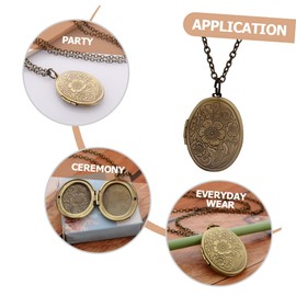 COLLBATH Elegant Women's Vintage Locket Necklace Photo Insert Fashionable Pendant Necklace for Women