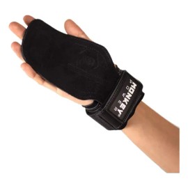 Straps Gym En Piel Callera Mayor Agarre Monkey Power Negro Talla G