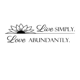Live Simply Love Abundantly - Inspirational Vinyl Sticker Wall Decal Positive Quotes with Sunflower Art Motto Room Decoration