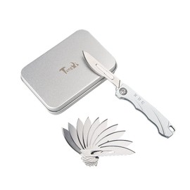 Tungyi Daily Pocket Folding Utility Knife with 10 Replaceable Quick Change Blades, Ultra Compact and Lightweight (Grey)