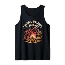 Flannels Hayrides Bonfires Fall Rustic Fall Adventure Tank Top