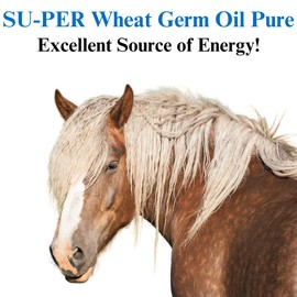SU-PER Wheat Germ Oil Pure for Horses - Supports Energy, Endurance, Stamina, Healthy Skin and Coat - Essential Fatty Acids, Vitamins and Minerals - 1 Gallon, 4 Month Supply