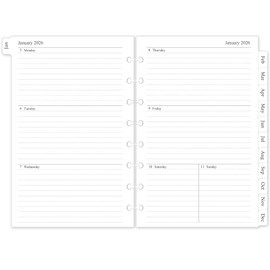 2026 Weekly & Monthly Planner Refill, A5 Medium Planner Inserts for 8-Disc Discbound Planner, 5.5"x8.5", Jan. 2026 - Dec. 2026, 12 Monthly Calendars with Laminated Tabs