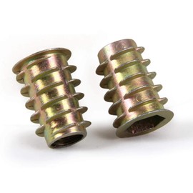 heizi Insert Nut M10 Nut with Claws Screw-in Woodworking Nut Hexagon with Brim D Type (40 Pieces Gold)