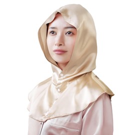 Utukky 100% Silk Night Cap, Turban, Silk Cap, Heat Retention, Hooded Design, No Shedding Until Morning, Night Hoodie, Prevents Dryness Due to Air Conditioning, No Elastic, Hair Cap, Moisturizing
