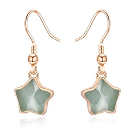 Crystal jade wrapped gold edge star earrings green aventurine
