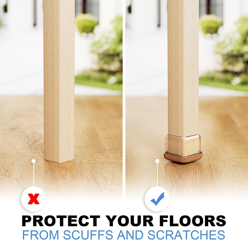 16 Pcs Clear Chair Leg Floor Protectors for Hardwood Floors