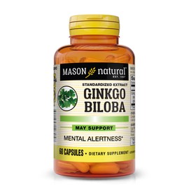 MASON NATURAL Ginkgo Biloba, Supports Brain Function & Mental Alertness, Herbal Supplement, 60 Capsules